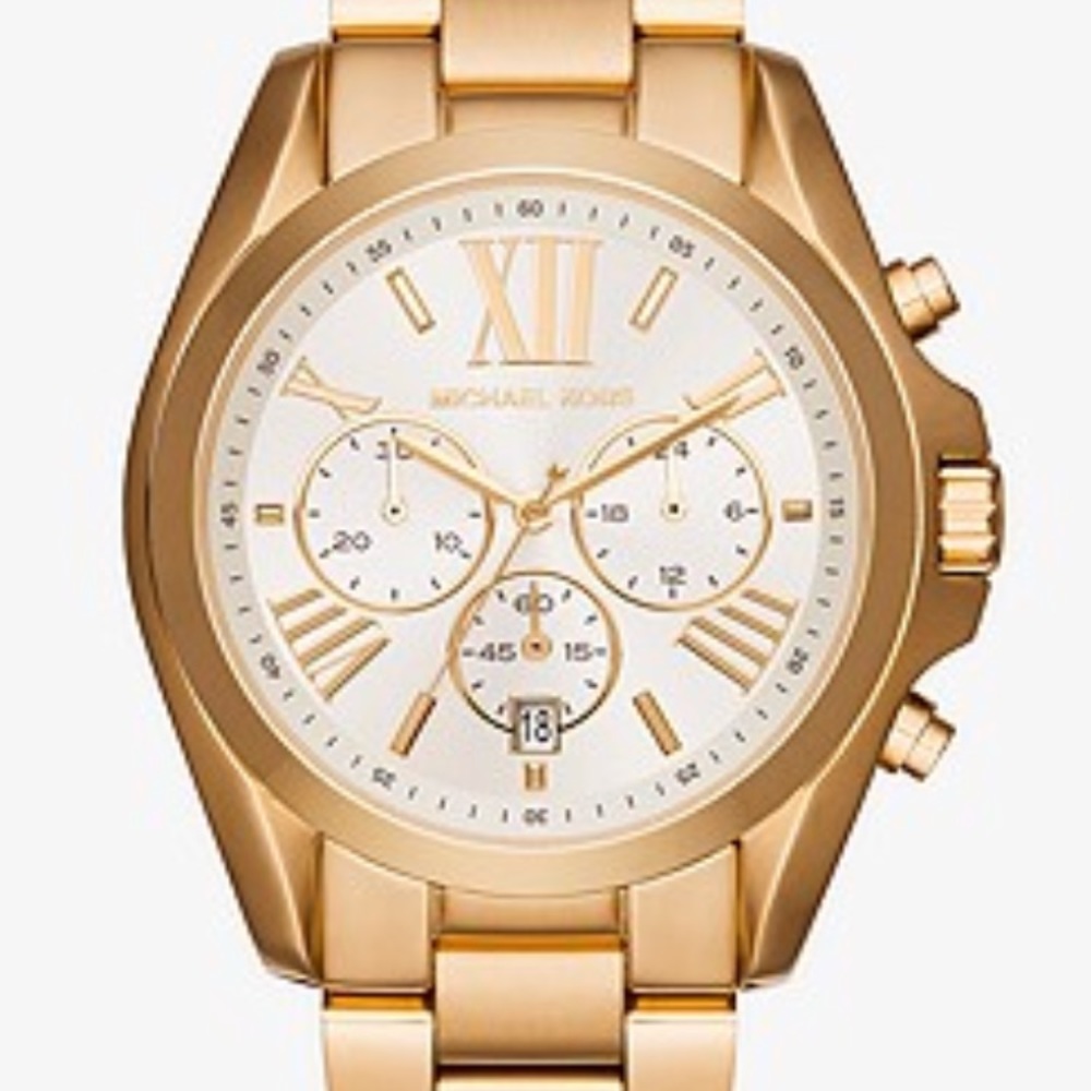 NEW Michael Kors Gold Chronograph Oversized Bradshaw Watch